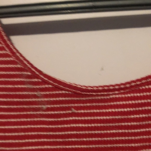 Forever 21 crop top off the shoulder shirt. Red and white strips - Picture 2 of 3